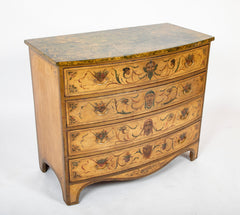 American Federal Bow Front Chest of Drawers with Faux Painted Decoration