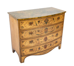 American Federal Bow Front Chest of Drawers with Faux Painted Decoration