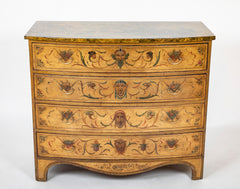 American Federal Bow Front Chest of Drawers with Faux Painted Decoration