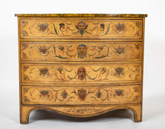 American Federal Bow Front Chest of Drawers with Faux Painted Decoration