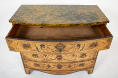 American Federal Bow Front Chest of Drawers with Faux Painted Decoration