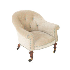 Late Regency Tub Form Upholstered Mahogany Armchair