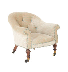 Late Regency Tub Form Upholstered Mahogany Armchair
