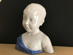 19th Century Glazed Ceramic Bust of a Boy by Cantagalli, Florence, Italy