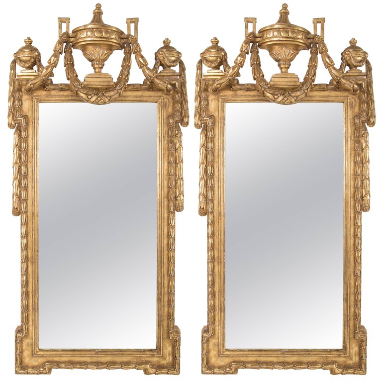 Pair of Georgian Style Water Gilt Mirrors