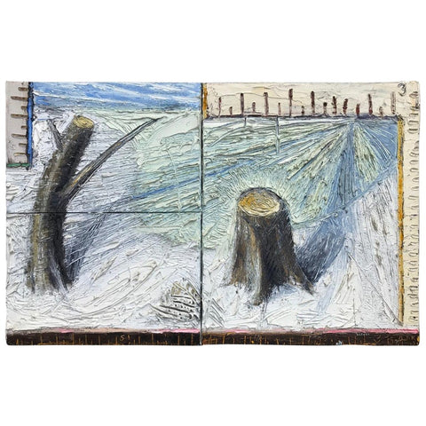 East Village Art Scene Oil on Canvas, Signed Kim Keever, 1985