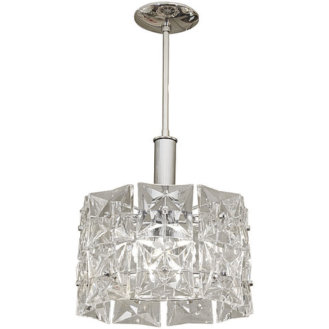 Two-Tier Chrome Drum-Form Chandelier with Square Crystals by Kinkeldey