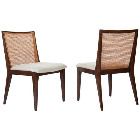 A Set of Eight Walnut and Caned Dining Chairs Designed by Edward Wormley.