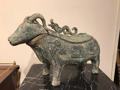 Chinese Archaistic Bronze Ritual Ram-Form Wine Vessel