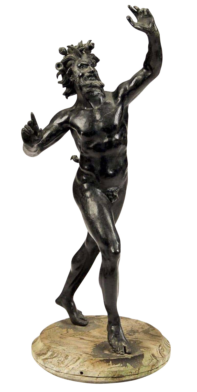 19th Century "Dancing Faun" Bronze Statue
