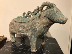 Chinese Archaistic Bronze Ritual Ram-Form Wine Vessel