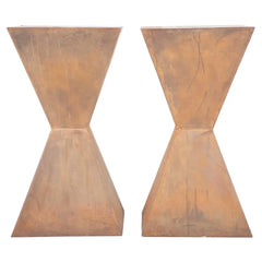 Pair of Brancusi Style Steel Pedestal Side Tables