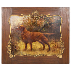 Oil on Canvas Portrait of a Setter or Golden Retriever Signed Clarence E. Braley