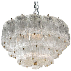 Three-Tier Murano Glass Chandelier by Barovier & Toso