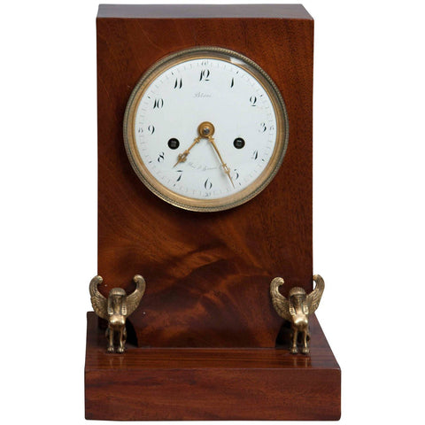 French Empire Mahogany Mantle Clock