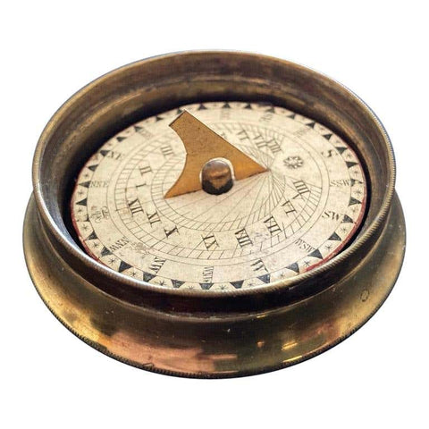 19th Century English Regency Brass Pocket Sundial Compass
