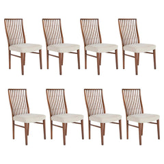 Set of 8 Mid-Century Danish Dining Chairs of Mahogany with Copper Accents
