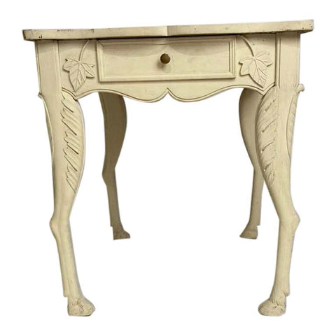 French Provincial Painted Side Table with Hoof Feet