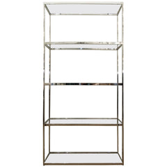 Chrome and Glass Etagere in the Style of Milo Baughman