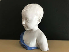 19th Century Glazed Ceramic Bust of a Boy by Cantagalli, Florence, Italy