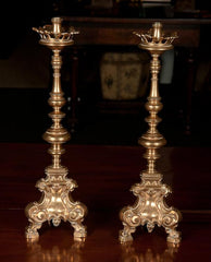 Pair of Tall Brass Candlesticks