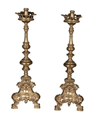 Pair of Tall Brass Candlesticks