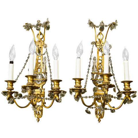 Pair of Bronze D'ore Bagues Sconces