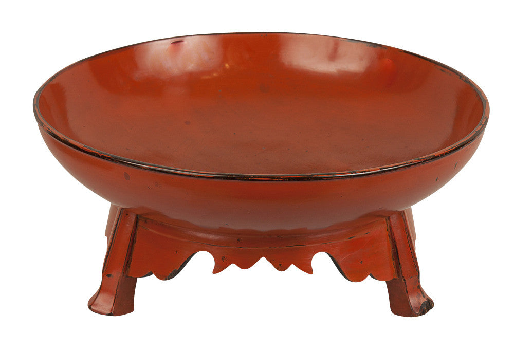 Red Lacquer Footed Bowl