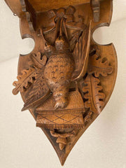 19th Century Black Forest Carved Walnut Hanging Hunting Trophy Shelf