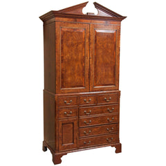 19th Century Yew Wood & Mahogany Linen Press