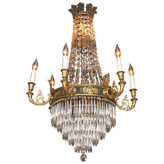 Caldwell Feather Crown Bronze & Crystal Chandelier