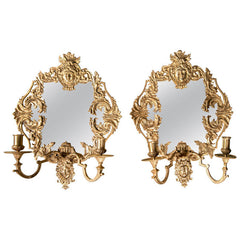 Pair of Louis XIV Bronze D'ore Sconces