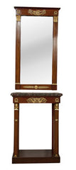 Empire Mahogany & Gilt Bronze Mounted Console with Mirror