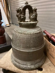 19th Century Burmese Bronze Temple Bell with Stand