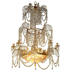 Neoclassical Dore Bronze and Crystal Chandelier