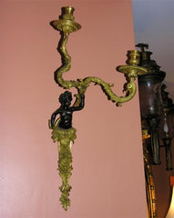 Pair of Regence Bronze Putti Sconces