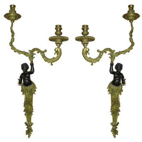 Pair of Regence Bronze Putti Sconces
