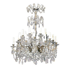 Louis XV - XVI Crystal and Bronze Chandelier