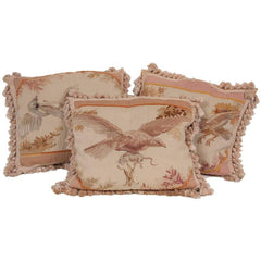 Three French Aubusson Tapestry Pillows