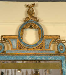 Gilt & Blue Painted Italian Looking Glass