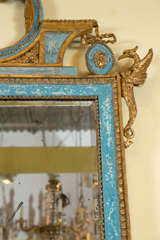 Gilt & Blue Painted Italian Looking Glass
