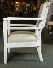 French Pickled Wood Open Armchair