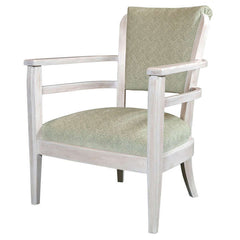 French Pickled Wood Open Armchair