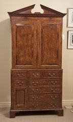 19th Century Yew Wood & Mahogany Linen Press