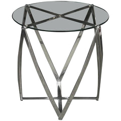 A John Vesey Aluminum & Glass-Top Round Side Table