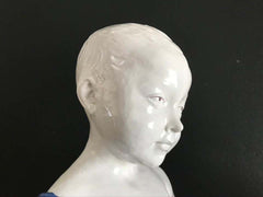 19th Century Glazed Ceramic Bust of a Boy by Cantagalli, Florence, Italy