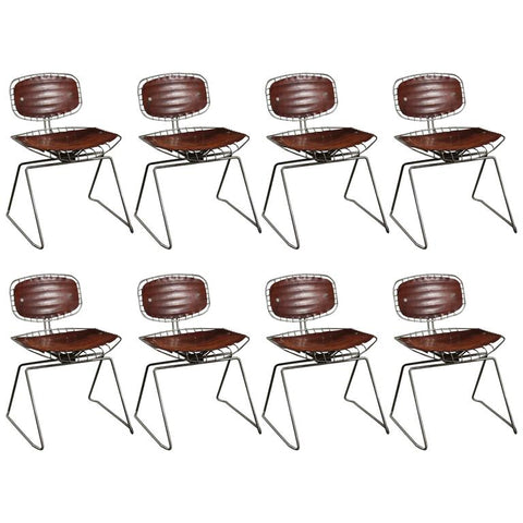 Set of Eight Beaubourg Chairs Designed by Michel Cadestin and Georges Laurent