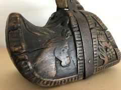 Spanish Colonial Carved Wood and Iron Stirrups