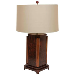 Large Craftsman Burled Mahogany Table Lamp