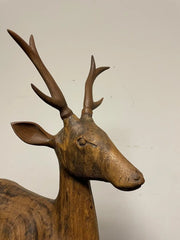 Swiss Black Forest Carved Walnut Stag